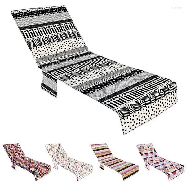 Cubiertas de silla Cover de salón de playa de verano con bolsillos secando rápida toalla de jardín al aire libre