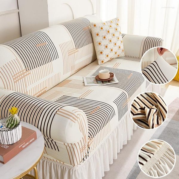 Fundas para sillas, falda de sofá fresca de verano, fundas de sofá elásticas con todo incluido, toalla suave y transpirable, lavable para sala de estar
