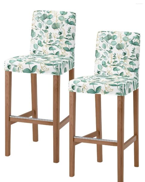 Housses de chaise Plantes d'été Feuilles Couverture de barre Extensible Dossier court Haut Protecteur doux pour banquet El