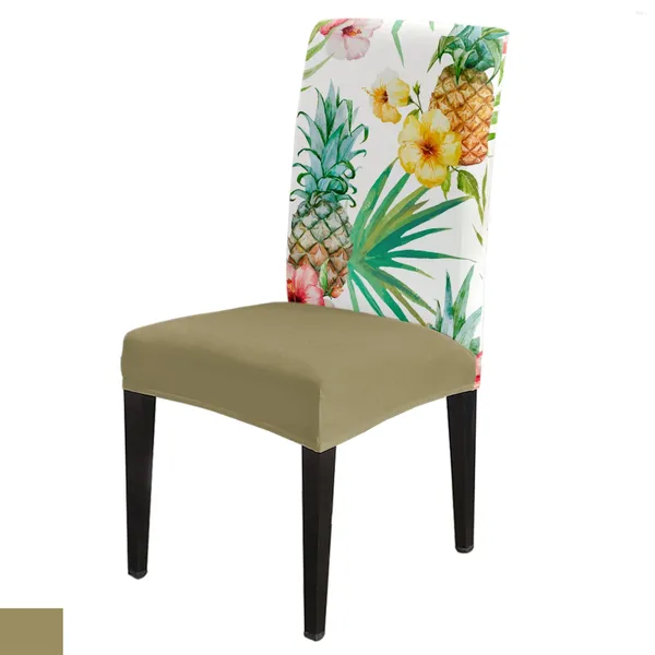 Couvre-chaise Summer Tropical Feuilles Pineapple Flowers Cover Dining Spandex Soutr Soutr Home Office Decor Bureau Case