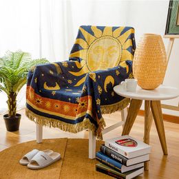 Housses de chaise Sun God Coton Tissé Ligne Couverture Canapé Serviette Tricoté Épaissi Chaud Tapis Tapis Bohème Boho Jeter Voyage Couvre-lit Goutte