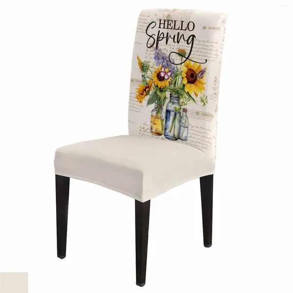 Housses de chaise, motif tournesol, lavande, rétro, ensemble de housses de siège en Spandex extensible pour cuisine, maison, salle à manger