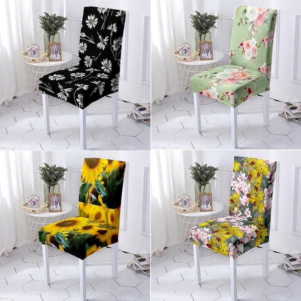 Housses de chaise, imprimé tournesol, fleur de pivoine, Table à manger et chaises de bureau, housse de banc, coussin de directeur