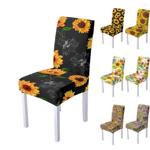 Stoelbedekkingen Sunflower Print Elastic Cover Spandex Slipcover Strech Kitchen Stools Seat Home El Banquet Decoratie