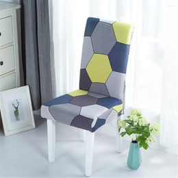 Couvre-chaises Svetanya Bleu jaune Geométrique Stretch Stretch Dîner Print Cover Holbovers Elastic Sild Case Banquet Mariage El