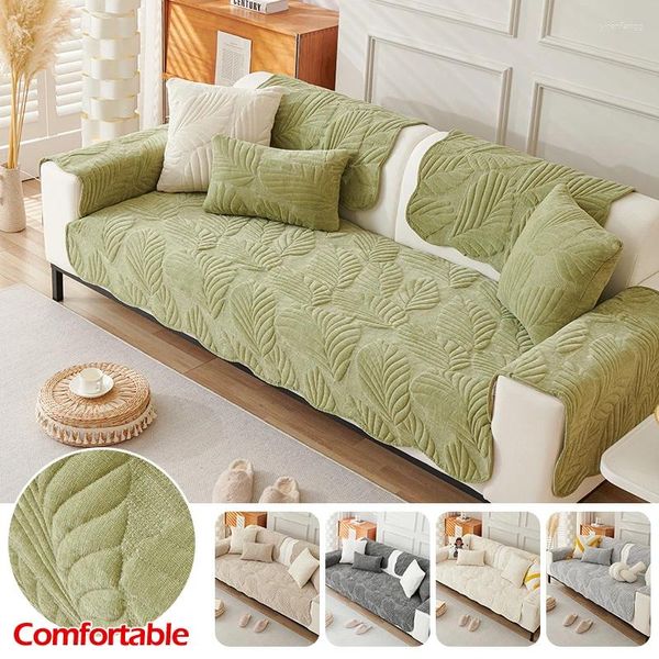 Cubiertas de silla Sweet Leaf Chenille Sofá Cubierta Espesada Pad Single Slip Traje para Sala de estar Mat Elegante Decoración para el hogar