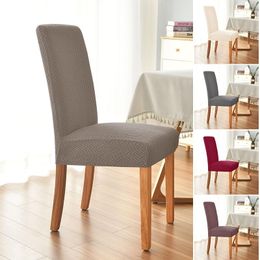 Couvre-chaise t Jacquard Cover Stretch Elastic Polyester Couleur Plaine Dining Protection Lavable Maison DCS