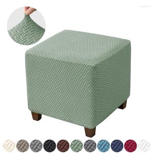 Housses de chaise en T Jacquard, housse de pouf élastique en Spandex, repose-pieds carrés, couvre-pieds extensibles tout compris, pour la maison