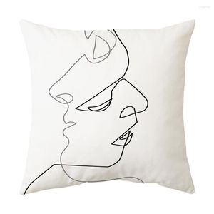 Fundas para sillas La línea minimalista Almohada abstracta Funda de almohada Geométrica en blanco y negro