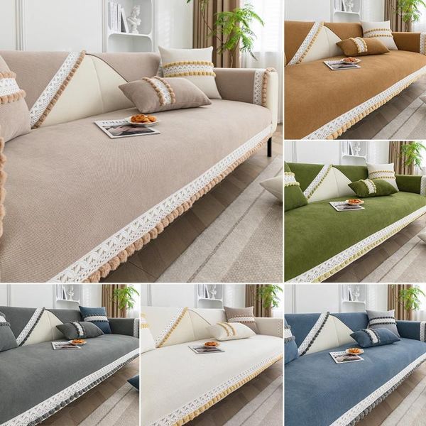 Housses de chaise épaisses de luxe, en tissu Chenille, serviette universelle, solide, tapis chaud, accoudoir, housse de canapé, salon