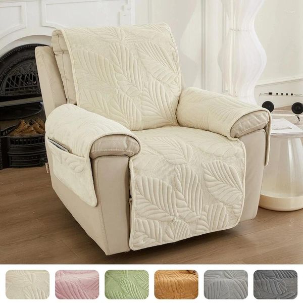 Housses de chaise épaissir la couverture inclinable en peluche feuilles Jacquard Sinfgle canapé pour salon antidérapant anti-poussière fauteuil canapé serviette