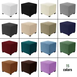 Les couvercles de chaise épaississent un stretch ottoman couvercle entièrement inclusif canapé carré tabouret nordique décoration intérieure meuble de couleur solide à poussière