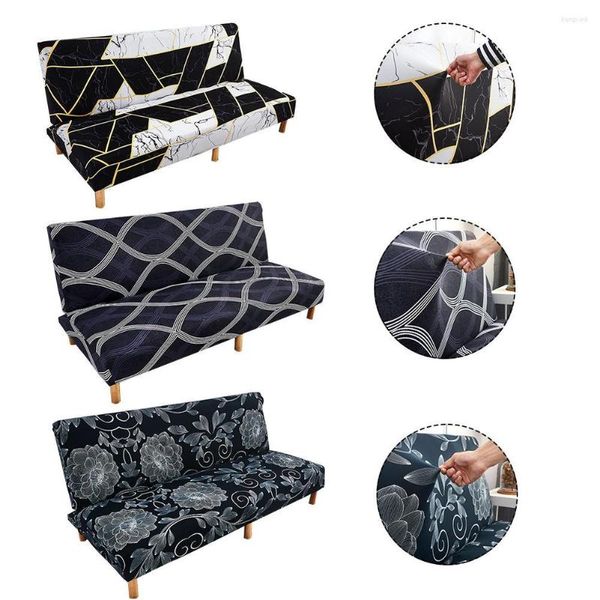 Fundas para sillas, funda de sofá elástica de tres pliegues, estampado clásico plegable sin reposabrazos, cama para decoración del hogar, estilo nórdico