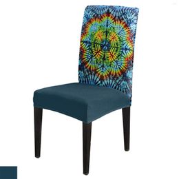 Housses de chaise Tie-Dye ethnique bleu aquarelle couleur couverture salle à manger Spandex Stretch siège maison bureau décoration bureau étui ensemble