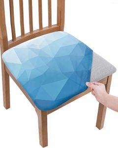 Couvre-chaise Bloc de couleur triangle Blue Gradient Seat Cushion Stretch Stretch Dining Cover Covers for Home El Banquet Living Room