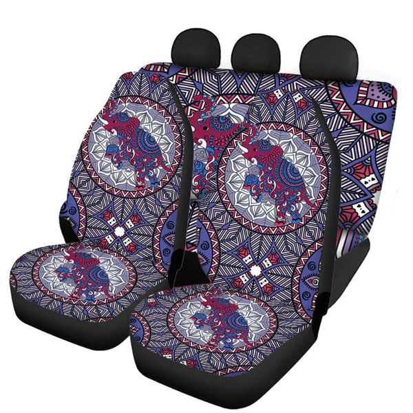 Housses de chaise Tribal Elephant Print avant et arrière siège de voiture ensemble de 4 protecteur de véhicule universel pour voitures berline SUVChair