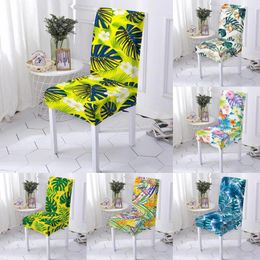 Housses de chaise feuilles tropicales plante fleur couverture extensible lavable élastique siège universel pour décor de salle à manger