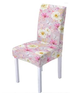 Housses de chaise feuilles tropicales Spandex couverture pour salle à manger chaises florales haut dossier salon fête décoration de mariage