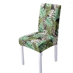 Couvre-chaise Couvre de table à manger universelle élastique de plante tropicale Coussinet de coussin de maison siège de tabouret en bois intégré