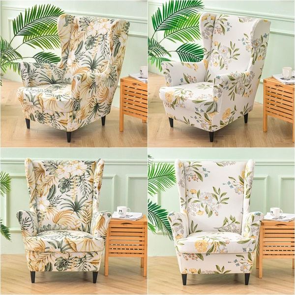 Housses de chaise plantes tropicales couverture d'aile extensible Spandex fauteuil canapé Europe Relax housse avec coussin de siège