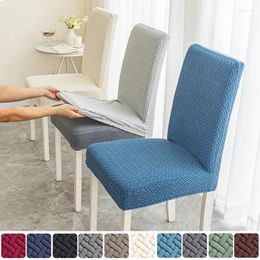 Cubiertas de silla sarga jacquard cubierta de comedor a prueba de polvo de asiento suave elástico slip -slip -slip para sala de cocina decoración del hogar