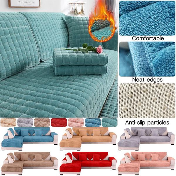 Housses de chaise couverture de serviette de canapé universelle épaissir doux en peluche canapé antidérapant pour salon meubles de maison DecorChair