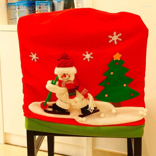 Couvre-chaise Urijk 2022 Santa Claus Cover Dinner Table Snowman Cap Ornement Back Christmas Party Decor Supplies Year Chair