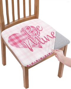 Couvre-chaise Couvre la Saint-Valentin Pink Plaid Love Silt Cushion Stretch Dining Cover Cover Covers for Home El Banquet Living Room