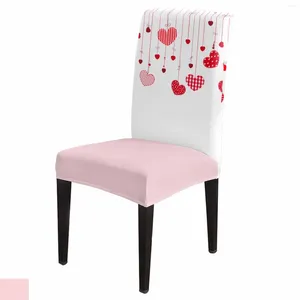 Stoelhoezen Valentijnsdag Harten Decoratiehoes Set Keuken Stretch Spandex Zitting Hoes Woondecoratie Eetkamer