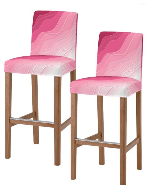 Housses de chaise Saint-Valentin rose dégradé géométrique dossier haut 2 pièces cuisine élastique tabouret de bar housse de siège de salle à manger