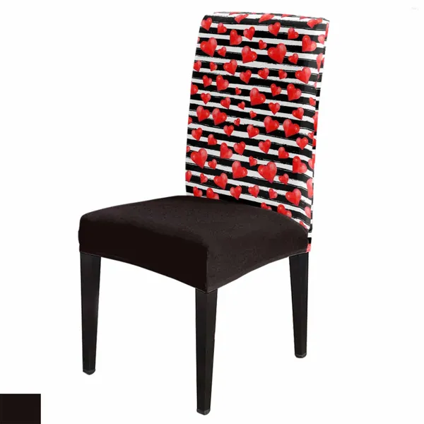Couvre-chaise Stripes de la Saint-Valentin Love Texture Cover Set Cuisine Stretch Stretp Spandex Scecover Home Decor Dining Dining Room