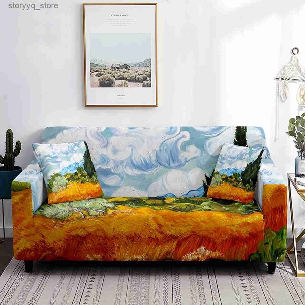 Fundas para sillas Van Gogh Pintura Sofá Funda IC Campo Campo Arte Diseño Fundas de cojines Protector de muebles lavable contra manchas de polvo Q231130