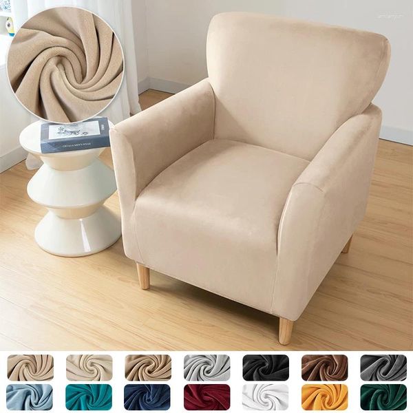 Couvre-chaise Couvre le fauteuil en velours élastique Soft Club Tuba Holbovers Soild Color Single Sofa For Living Room Home Counter El