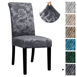 Cubiertas de silla Terciopelo Elástico Extraíble Anti Sucio Asiento Jacquard Estiramiento para Comedor Cocina El 1 2 4 6 PCS 230921