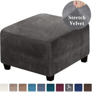 Stoelhoezen Fluweel Stof Vierkant Ottomaanse Stretch Poef Hoes Bench Opbergkruk Wasbare Meubelbeschermer 3 Maat 231023