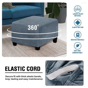 Stoelbedekkingen Velvet Ottoman Slipcover Elastische vierkante voetstool Stoel Cover Furniture Protector Sofa voetsteun