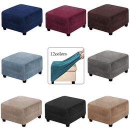 Housses de chaise Velours Pouf Tabouret Housses Repose-pieds Carré Lavable Amovible Housse De Canapé Élastique Repose-pieds Protecteur CoversChair