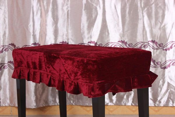 Housses de chaise Velvet Piano Anti-poussière Tabouret Couverture Solide Couleur Doux Confortable Banc Protecteur Slipcover Instruments Accessoire Plissé Décor1