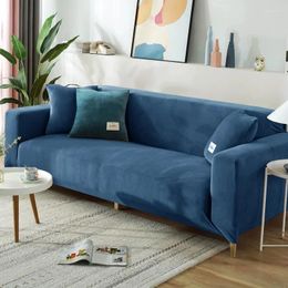 Sillas cubiertas Velvet Plush Sofa Cover Stretch All inclusivo para la sala de estar Solid Solid Couch Sillón 1/2/3/4 Seator