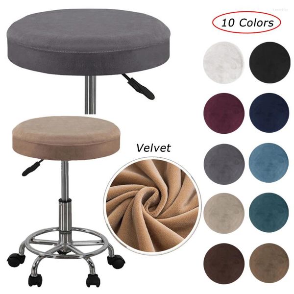 Couvre-chaise Couvre-tabouret en velours Bar rond pivotant lavable élastique universel café de haute qualité