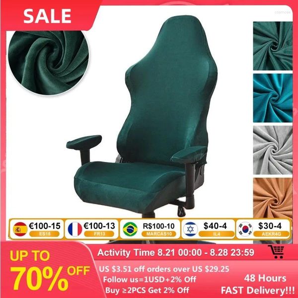 Couvre-chaise Couvre Velvet Stretch Office Cover Gaming Computer Scecover Color Color Elastic Protective Bas pour le salon