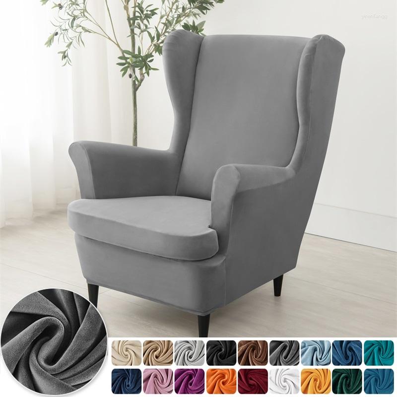 Cadeira cobre veludo estiramento wingback poltrona capa com almofada de assento elástico sofá slipcovers pokrowce na fotele
