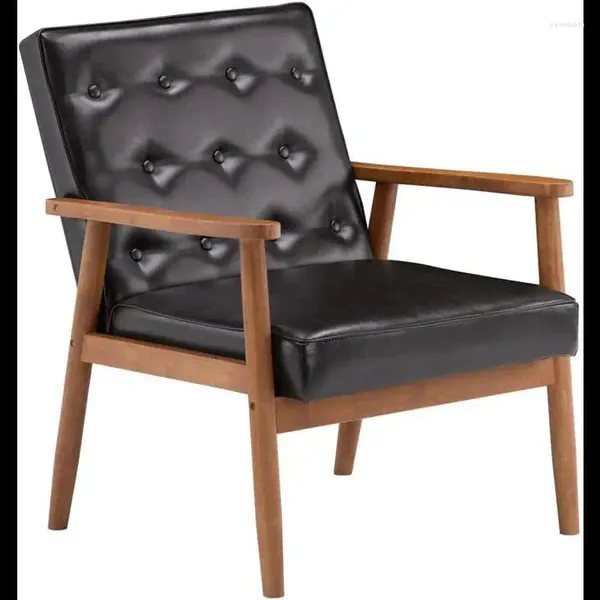 Fundas para sillas VHPVHP Sofás Sofás Sillón con estructura de madera decorativa Sofá individual con cuero 29,53 x 27,17 33,07 pulgadas Negro (marrón)