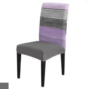 Housses de chaise Vintage ferme violet Grain de bois couverture de salle à manger 4/6/8 pièces Spandex élastique housse pour mariage maison chambre