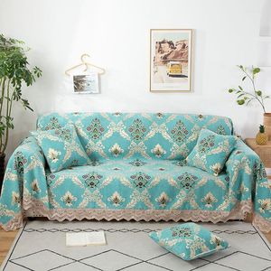 Housses de chaise Vintage vert Chenille canapé pour salon canapé housse 1/2/3/4 places Jacquard dentelle fauteuil protecteur serviette