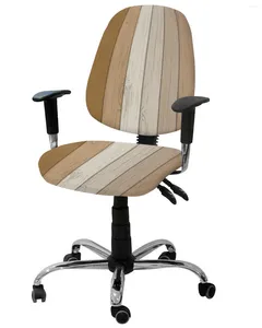 Couvre-chaises Vintage Khaki Brown Gradal Wood Grain Elastic Failchair Computer Cover Rovable Office Office Slipver Split Silt