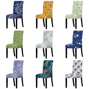 Housses de chaise Vintage feuille imprimé Floral housse extensible dossier haut anti-poussière maison salle à manger décor chaises salon salon