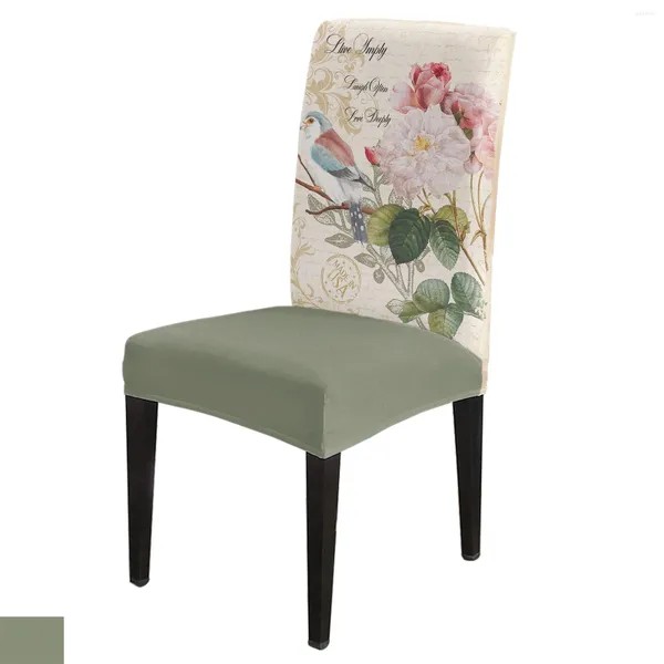 Couvre-chaise Lettre vintage Bird Rose Flower rétro Cover Dining Spandex Stretch Soutr Home Office Decoration Desk Case