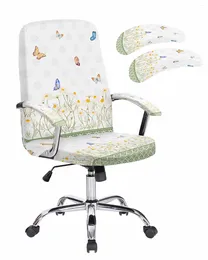 Couvre-chaise Couvre le motif vintage Daisy Butterfly Office Elastic Cover Gaming Computer Failchair Protector siège