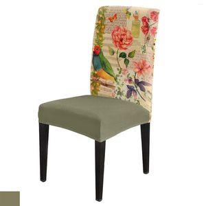 Couvertures de chaise couverture d'oiseau de fleur de papier Vintage pour décor de salle à manger Spandex décoration de fête de mariage